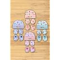 MOM'S DARLING Newborn Baby Cotton Cap, Mitten and Booties Combo Set | Infant Cap | Mittens | Bootie | Kids Gloves & Socks | Baby Gift | 0-12 Months | Pack of 4 | Multicolor