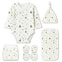 MOM'S HOME Organic Cotton Baby Clothing Set | Baby Essential Clothes For Newborn | Baby Shower Gift Hamper | 0-6 Months | Avocado | Pack of 6