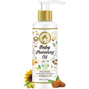 mom amp world baby nourishing oil for baby massage - 200ml with almond grapeseed wheatgerm olive amp coconut oils