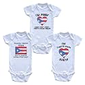Mom is Puerto Rican Baby Bodysuits Funny Puerto Rico Flag 3 Piece Gift Set
