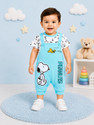 Mom's Love Dungaree For Baby Girls Casual Printed Cotton Blend (Light Blue, Pack of 1)