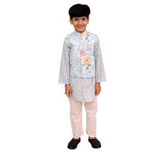The Mom Store Boys Printed Cotton Kurta