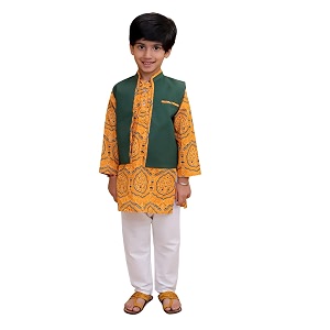 The Mom Store Boys Printed Cotton Kurta