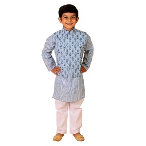 The Mom Store Boys Printed Cotton Kurta