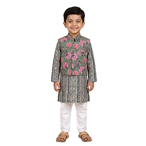 The Mom Store Boys Printed Cotton Kurta