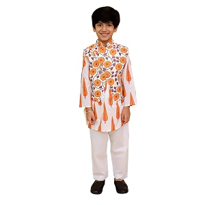 The Mom Store Boys Printed Cotton Kurta