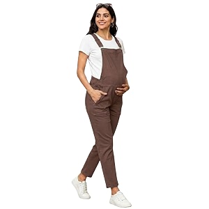 the mom store maternity and nursing dungaree dress  denim with elasticated waist  adjustable shoulder straps  trendy pre and post pregnancy dress