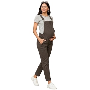 the mom store maternity and nursing dungaree dress  denim with elasticated waist  adjustable shoulder straps  trendy pre and post pregnancy dress