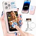 Moman Touchscreen Vlog Selfie Monitor Screen for iPhone, 4K 60fps &amp; Encrypted Private P2P Wireless, Magnetic Back Camera Monitor, 164ft Range for TikTok, YouTube, Vlog Photo &amp; Video Kits, Pearl Pink