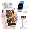 Moman Vlog Selfie Monitor Screen with 4K 60fps &amp; Encrypted Private Wireless for iPhone, Magnetic Back Camera Monitor, P2P Wireless, 164 ft Range for TikTok, YouTube, Vlogging (White)