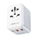 MOMAX Universal Travel Adapter, 20W+18W International Plug Adapter with 2 USB-A Quick Charging & 1 USB C PD Fast Charging,1 AC, All-in-one Wall Charger for USA EU UK AUS JP (Type C/A/G/I)