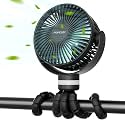 momcozy 8000 mAh Portable Pram Fan, 27H Battery Life Clip Fan, 360° Removable 4 Speeds, LED Night Light, Rechargeable USB Fan, Travel, Car Seat, Office