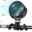 Momcozy 8000mAh Portable Stroller Fan, 27H Ultra-long Usage Time Detachable 4 Speed 360°Rotate LED Night Light with 2 Modes, USB Handheld Cooling Fan for Travel/Car Seat/Bedroom