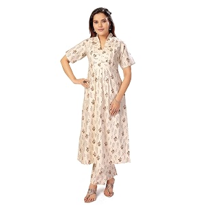 Momenta Womens Pure Cotton Maternity Kurta Set