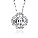 MomentWish Moissanite Necklace for Women, 0.5/1 Carat Sterling Silver