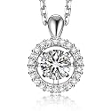 MomentWish Moissanite Necklace for Women, 0.5/1 Carat Sterling Silver