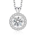 MomentWish Dancing Moissanite Necklace for Women, 0.5 or 1 Carat