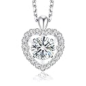 MomentWish Dancing Moissanite Necklace for Women, 0.5 or 1 Carat