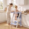 MOMFANN Foldable Toddler Tower, Safety Rail & Anti-Slip, Kid-Safe Material