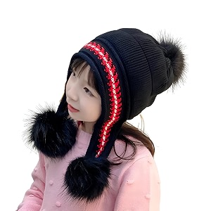 momisy girl39s winter warm pom-pom balaclava hat full cover earflap hood cap_5-10 years
