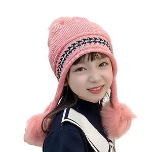 momisy girl39s winter warm pom-pom balaclava hat full cover earflap hood cap_5-10 years