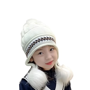 momisy girl39s winter warm pom-pom balaclava hat full cover earflap hood cap_5-10 years
