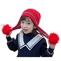 MOMISY Girl's Winter Warm Pom-Pom Balaclava Hat Full Cover Earflap Hood Cap_5-10 Years
