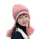 MOMISY Girl's Winter Warm Pom-Pom Balaclava Hat Full Cover Earflap Hood Cap_5-10 Years