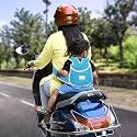 MOMITTLE Baby Safety Belt For 2 Wheeler I Kids Motor Safety Belt I Bike Belt For Kids Safety, Harness Belt To Secure Children While Riding Scooty|Double Buckles For Extra Safety|Sky Blue - 1 Count