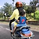 MOMITTLE Kids Safety Belt For Two Wheeler With Reflective Strips, Portable Car Seat Safety Belt For Kids, Kids Belt For Bike Ride Harness, Adjustable Safety Harness For Boys Girls, Blue