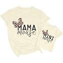 Mommy and Me Matching Shirt Outfit Mama Mini Leopard Love Heart Tshirt Mom Daughter Family Matching Set Clothes