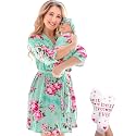 Mommy and Me Robe and Swaddle Set | Maternity Robe Matching Baby Girl, Boy
