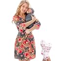 Mommy and Me Robe and Swaddle Set | Maternity Robe Matching Baby Girl, Boy