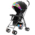 Premium Baby Stroller Lightweight Foldable Travel Stroller for Kids (6 Months to 4 Years) | 360 ° Shock-Absorbing Wheels, UV Protection Canopy, Bottle Holder, Storage Basket (Black Cartoon)
