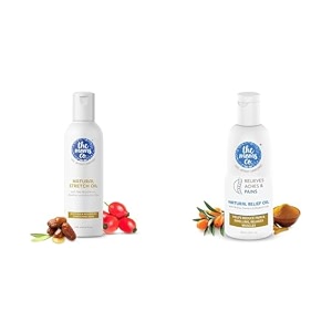 the moms co natural stretch oil 7 in 1 bio oil for reducing stretch marks - 100 ml amp pain relief massage oil for back knee muscles menstrual cramps amp postpartum recovery - 20 ml