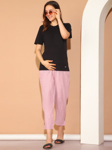 Moms Maternity Comfort Fit Women Pink Trousers