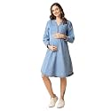 MomToBe Women39s Denim Maternity Dress with Zippers