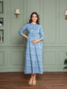 MomToBe Women Fit and Flare Blue MidiCalf