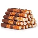 MON2SUN Dog Treats, 6 Inch Triple Flavor Wrapped Rawhide Rolls, 35.2 oz