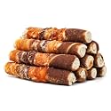 MON2SUN Dog Treats, 6 Inch Triple Flavor Wrapped Rawhide Rolls, 17.6oz