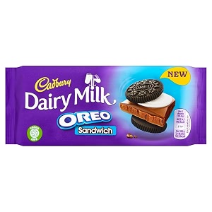 mondelez cadbury dairy milk oreo sandwich chocolate bar 92g