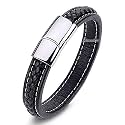 Moneekar Jewels Leather Stainless Steel Bracelet for Boy's &amp; Men's