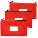 Money Bank Deposit Bag with Zipper, Cash Pouch, Red, 11x6 in, 3 Pack
