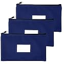 Money Bank Deposit Bag with Zipper, Cash Pouch, Navy blue, 11x6 in, 3 Pack