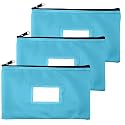 Money Bank Deposit Bag with Zipper, Cash Pouch, Light blue, 11x6 in, 3 Pack