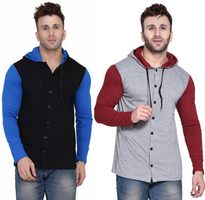 money leaf men self design solid casual multicolor shirt