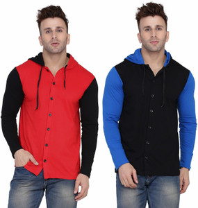 money leaf men solid casual multicolor shirt