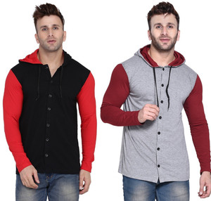 money leaf men self design solid casual multicolor shirt