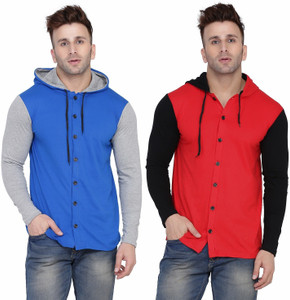 money leaf men solid casual multicolor shirt