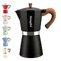 Mongdio Stovetop Espresso Maker Moka Pot, Cuban Coffee Maker Stove top coffee maker Moka Italian Espresso Greca Coffee Maker Brewer Percolator, 9 Espresso Cups, 15 oz - Black